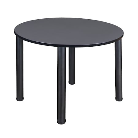 Kee Round Tables > Breakroom Tables > Kee Square & Round Tables, Wood, Metal Top, Grey TB48RNDGYBPBK